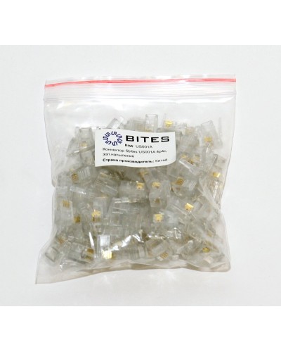 US010A (100шт). Телефонный разъем 4P4C (RJ-11). 5bites в Санкт-Петербурге