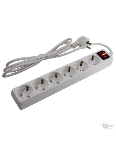 SP6W-230. Сетевой фильтр 6 розеток, 3м, белый. 5bites в Санкт-Петербурге