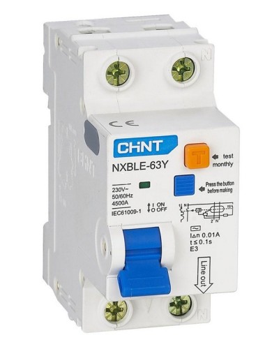 NXBLE-63Y (R) 1п+N C 6А 30мА электронный тип AC 4.5кА CHINT (105540). Автоматический выключатель дифференциального тока. CHINT в Санкт-Петербурге
