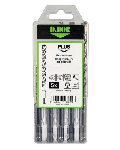 Набор буров SDS-plus V PLUS 5шт, 2-cutting (242030): Набор буров SDS-plus (6х110 мм; 6,8,10,12х160 мм) в Санкт-Петербурге