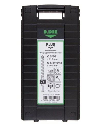 Набор буров SDS-plus V PLUS 7шт, 2-cutting (240987). Набор буров SDS-plus (5,6,8х110 мм; 6,8,10,12х160 мм). D.BOR в Санкт-Петербурге