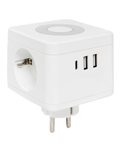 Тройник Куб 2 гнезда 2USB 2,4А+Type C + Ночник. Тройник Куб. EKF в Санкт-Петербурге