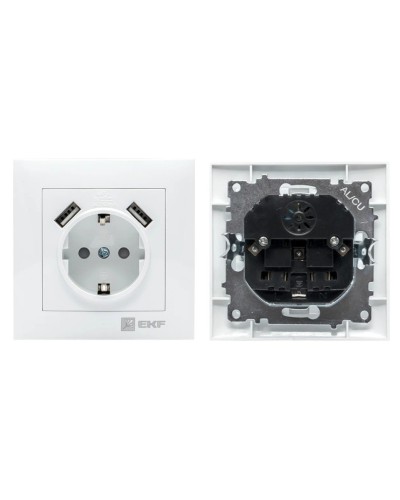 Валенсия розетка 1-местная с/з 16А (EWR16-028-10-2USB). Розетка 1-местная с/з 16А. EKF в Санкт-Петербурге