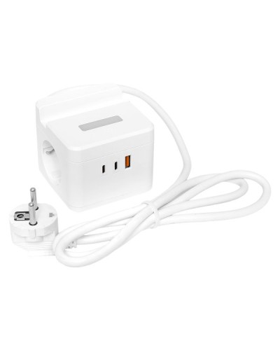 Удлинитель Куб 2 гнезда USB + 2Type C с быстрой зарядкой, подставкой под телефон и ночником 1,3 метра 1мм2. Удлинитель Куб. EKF в Санкт-Петербурге