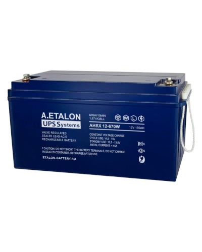 A.ETALON AHRX 12-670W (150). Аккумулятор герметичный свинцово-кислотный. ETALON в Санкт-Петербурге