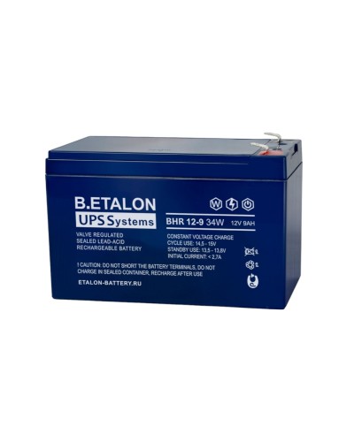 B.ETALON BHR 12-9 34W. Аккумулятор герметичный свинцово-кислотный. ETALON в Санкт-Петербурге