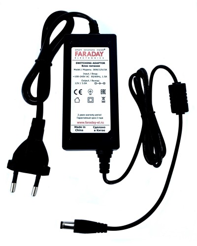 36W/12V/3A. Импульсный блок питания в пластиковом корпусе. FARADAY в Санкт-Петербурге