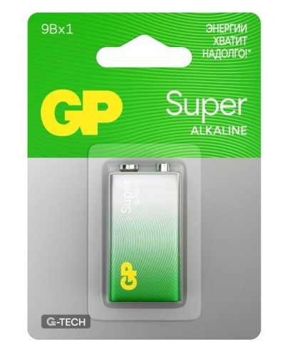 GP Super Alkaline 9V Крона (GP 1604AA21-5CRSBC1), БЛИСТЕР. Алкалиновая батарейка. GP Batteries в Санкт-Петербурге