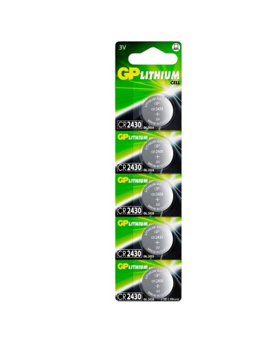 GP Lithium CR2430 (GP CR2430-2C5 100/1000), упак. 5 шт. БЛИСТЕР. Литиевые дисковые батарейки. GP Batteries в Санкт-Петербурге