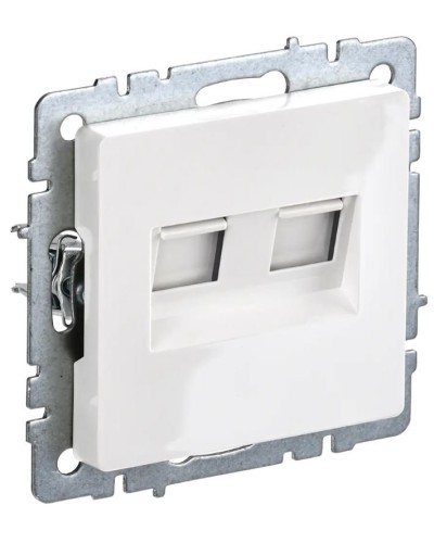 Розетка RJ11+RJ45 РК/Т12-БрБ белая BRITE (BR-KT20-O-1-K01). Розетка двойная. IEK в Санкт-Петербурге