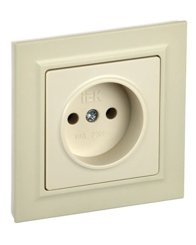 Розетка без з/к РС10-1-0-БрКр бежевый BRITE (BR-R10-10-K10). Розетка без заземления без защитных шторок. IEK в Санкт-Петербурге