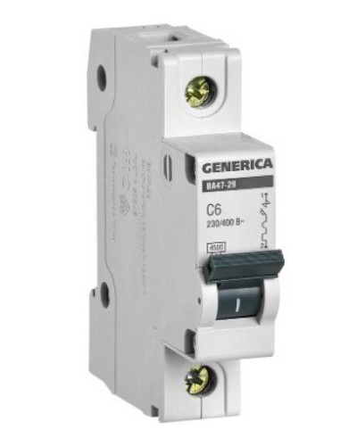 GENERICA ВА47-29 1P C 6А 4,5кА (MVA25-1-006-C). Автоматический выключатель. IEK в Санкт-Петербурге