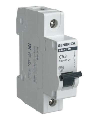 GENERICA ВА47-29М 1P C 63А 4,5кА (MVA21-1-063-C-G). Автоматический выключатель. IEK в Санкт-Петербурге