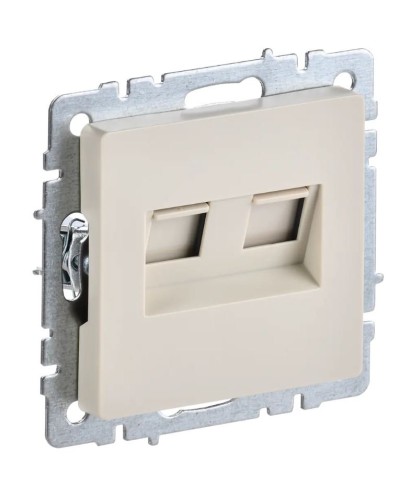 Розетка RJ45 РК10-2-БрКр кат.5E, бежевый BRITE (BR-K20-1-K10). Розетка компьютерная двойная. IEK в Санкт-Петербурге