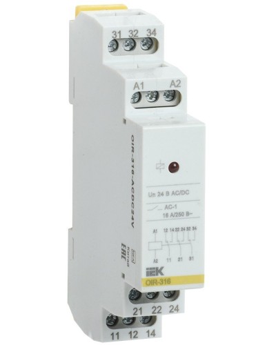 Реле промежуточное модульное OIR 3 контакта 16А 24В AC/DC (OIR-316-ACDC24V). Реле промежуточное модульное. IEK в Санкт-Петербурге