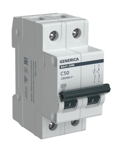 GENERICA ВА47-29М 2P C 50А 4,5кА (MVA21-2-050-C-G). Автоматический выключатель. IEK в Санкт-Петербурге