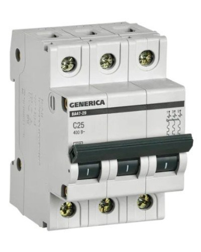 GENERICA ВА47-29 3P C 25А 4,5кА (MVA25-3-025-C). Автоматический выключатель. IEK в Санкт-Петербурге