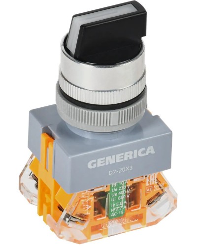 Переключатель D7-20X3 на 3 положения черный GENERICA (BSW50-20X3-3-21-3-K02-G). Переключатель. IEK в Санкт-Петербурге
