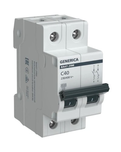 GENERICA ВА47-29М 2P C 40А 4,5кА (MVA21-2-040-C-G). Автоматический выключатель. IEK в Санкт-Петербурге
