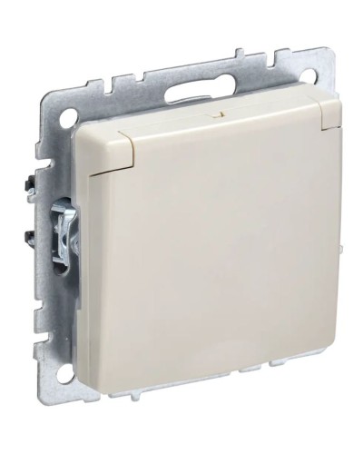 Розетка с з/к РСбш10-3-БрКр бежевый BRITE (BR-R16-16-K10). Розетка с заземлением с защитными шторками и крышкой. IEK в Санкт-Петербурге