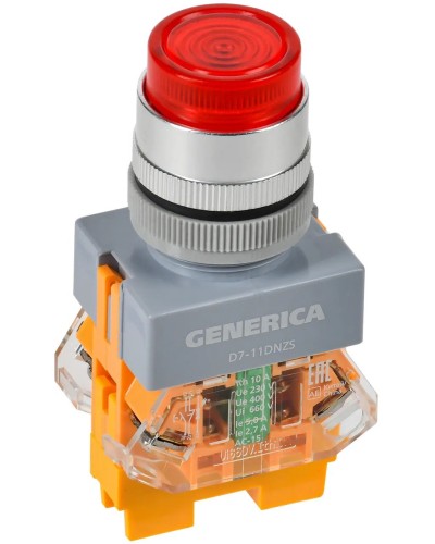 Кнопка D7-11DNZS d=22мм красная GENERICA (BBT50-11DNZS-3-11-K04-G). Кнопка управления с подсветкой и фиксацией. IEK в Санкт-Петербурге