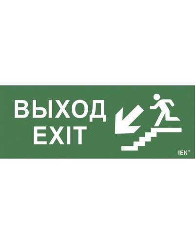 Самоклеящаяся этикетка Выход/лестница вниз/фигура (LPC10-1-24-09-VLVNF). Самоклеящаяся этикетка 240х90 мм. IEK в Санкт-Петербурге