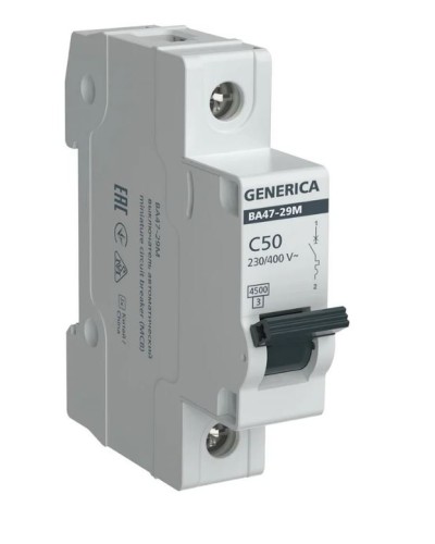 GENERICA ВА47-29М 1P C 50А 4,5кА (MVA21-1-050-C-G). Автоматический выключатель. IEK в Санкт-Петербурге