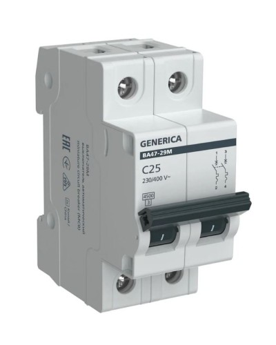 GENERICA ВА47-29М 2P C 25А 4,5кА (MVA21-2-025-C-G). Автоматический выключатель. IEK в Санкт-Петербурге