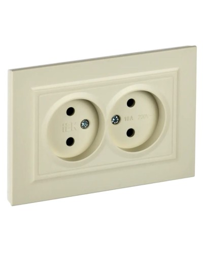 Розетка 2-местная без з/к РС12-2-БрКр бежевый BRITE (BR-R20-10-K10-F). Розетка без заземления без защитных шторок в сборе. IEK в Санкт-Петербурге