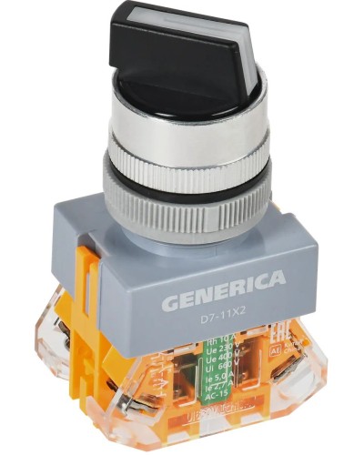 Переключатель D7-11X2 на 2 положения черный GENERICA (BSW50-11X2-3-21-2-K02-G). Переключатель. IEK в Санкт-Петербурге