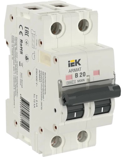 M06N 2P B 20А 6кА ARMAT (AR-M06N-2-B020). Автоматический выключатель. IEK в Санкт-Петербурге