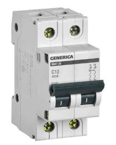 GENERICA ВА47-29 2P C 10А 4,5кА (MVA25-2-010-C). Автоматический выключатель. IEK в Санкт-Петербурге