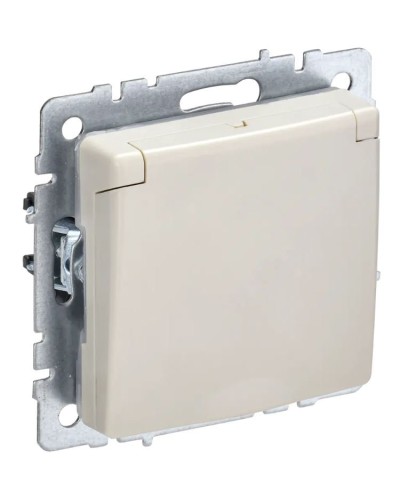 Розетка с з/к РСбш10-3-44-БрКр бежевый BRITE (BR-R16-16-44-K10). Розетка с заземлением с защитными шторками и крышкой. IEK в Санкт-Петербурге
