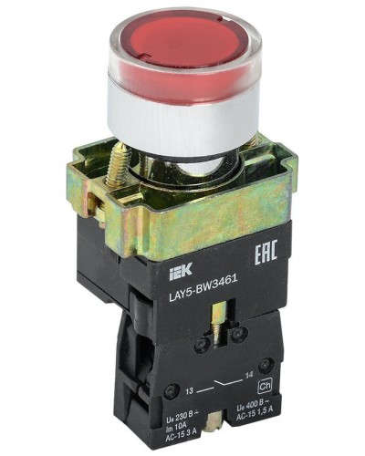 Кнопка LAY5-BW3461 с подсветкой красный 1з (BBT50-BW-K04). Кнопка с подсветкой. IEK в Санкт-Петербурге