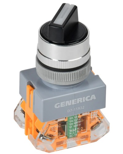 Переключатель D7-11X22 на 2 положения черный GENERICA (BSW50-11X22-3-22-2-K02-G). Переключатель с самовозвратом. IEK в Санкт-Петербурге
