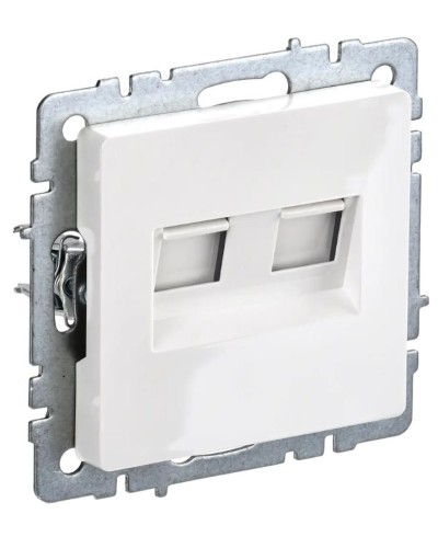 Розетка RJ45 РК10-2-БрБ кат.5E, белая BRITE (BR-K20-1-K01). Розетка компьютерная двойная. IEK в Санкт-Петербурге