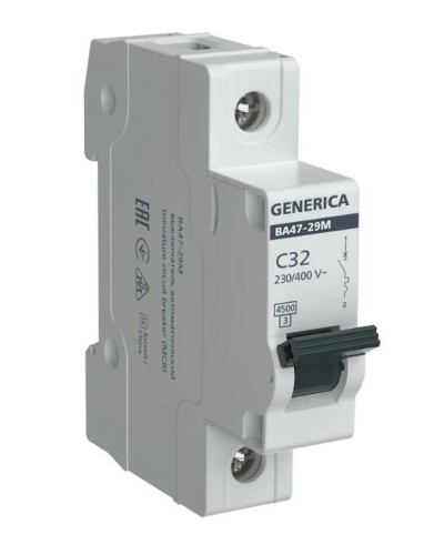 GENERICA ВА47-29М 1P C 32А 4,5кА (MVA21-1-032-C-G). Автоматический выключатель. IEK в Санкт-Петербурге