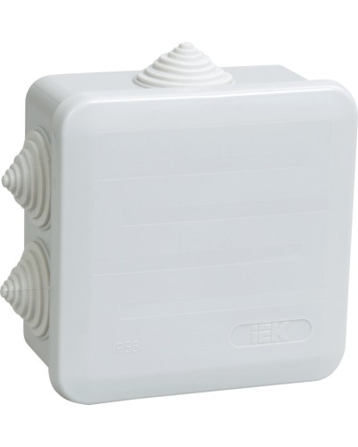 Коробка распаячная КМ41255 100х100х50 открытой проводки IP44 6 гермовводов серая (UKOZ11-100-100-050-K41-44). Коробка распаячная безгалогенная (HF) с защелкивающейся крышкой. IEK в Санкт-Петербурге
