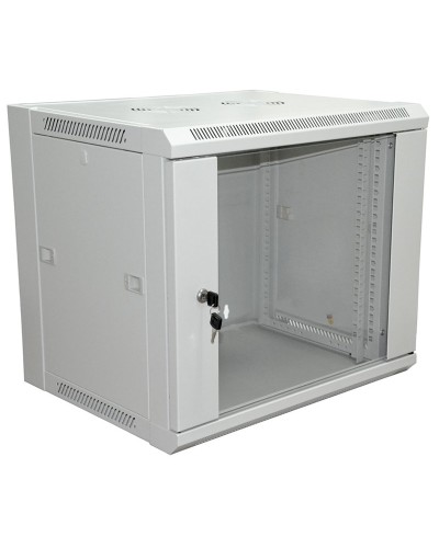Шкаф телекоммуникационный 19 настенный 9U 600×450×500 мм (ШxГxВ) - передняя дверь стекло, боковые стенки съемные (разобранный) RAL 7035 (04-2201). Шкаф телекоммуникационный 19 настенный 9U. Rexant в Санкт-Петербурге