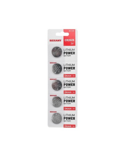 Литиевые батарейки CR2025 3 V 160 mAh (30-1107). Элемент питания. Rexant в Санкт-Петербурге