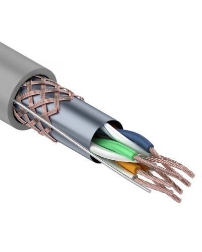 SF/UTP, CAT 5e, PVC, 4PR, 24AWG, INDOOR, STRANDED, серый, 305м, REXANT (01-0343). Кабель «витая пара» (LAN) для структурированных систем связи. Rexant в Санкт-Петербурге