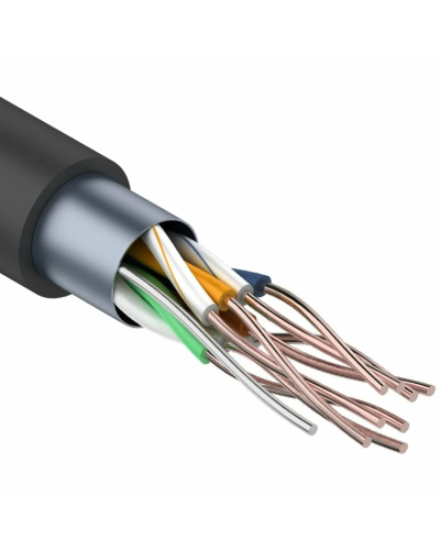 F/UTP, CAT 5e, PE, 4PR, 24AWG, OUTDOOR, SOLID, черный, 305м REXANT (01-0146-1). Кабель «витая пара» (LAN) для структурированных систем связи. Rexant в Санкт-Петербурге
