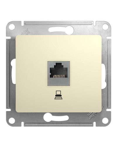 Glossa розетка RJ45 1-местная, кат. 5Е, скрытой установки, механизм, бежевый (GSL000281K). Розетка компьютерная. Systeme Electric в Санкт-Петербурге
