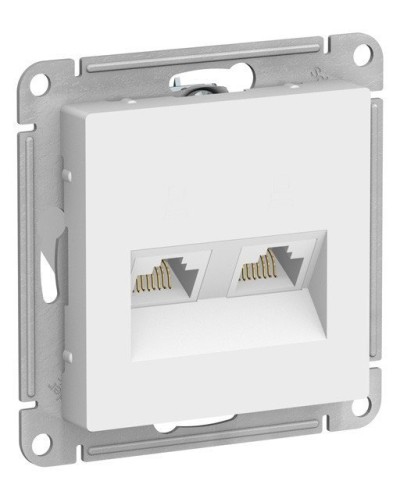 AtlasDesign розетка RJ45+RJ45, 2-местная, скрытой установки, механизм, белый (ATN000185). Розетка компьютерная. Systeme Electric в Санкт-Петербурге