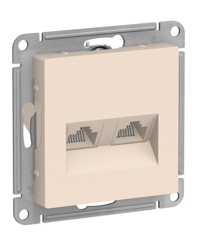 AtlasDesign розетка RJ45+RJ45, 2-местная, скрытой установки, механизм, бежевый (ATN000285). Розетка компьютерная. Systeme Electric в Санкт-Петербурге