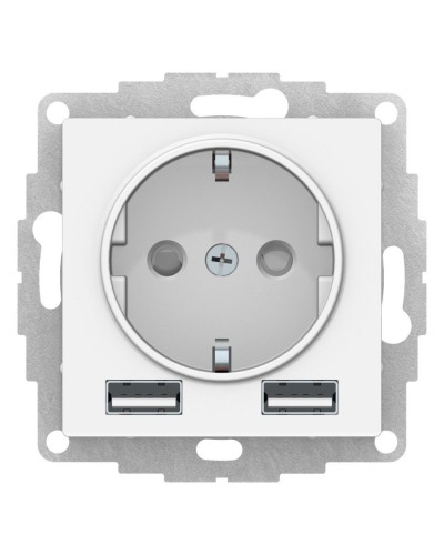 AtlasDesign розетка 1-местная с 2 USB A+A, скрытой установки, механизм, белый (ATN000130). Розетка с USB. Systeme Electric в Санкт-Петербурге