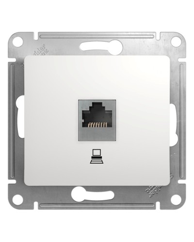 Glossa розетка RJ45 1-местная, кат. 5Е, скрытой установки, механизм, белый (GSL000181K). Розетка компьютерная. Systeme Electric в Санкт-Петербурге