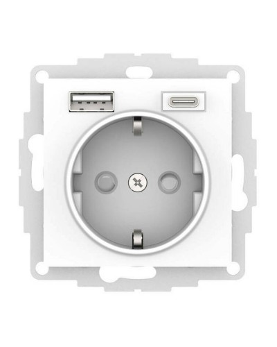 AtlasDesign розетка 1-местная с 2 USB A+C, скрытой установки, механизм, белый (ATN000132). Розетка с USB. Systeme Electric в Санкт-Петербурге