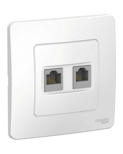 BLANCA розетка RJ45+RJ11 2-местная, кат. 5Е, скрытой установки, белый (BLNIS045111). Розетка компьютерная + телефонная. Systeme Electric в Санкт-Петербурге