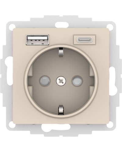 AtlasDesign розетка 1-местная с 2 USB A+C, скрытой установки, механизм, бежевый (ATN000232). Розетка с USB. Systeme Electric в Санкт-Петербурге
